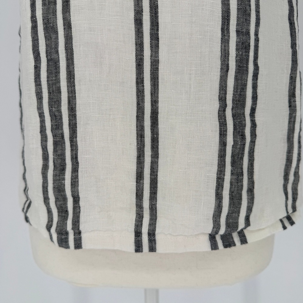 C&C California 100% Linen Tank Top L Striped Coastal Back Buttons Minimalist - Picture 6 of 13